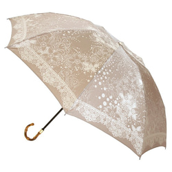 【晴雨兼用 折りたたみ傘】kirie ドットフラワー モカブラウン 2枚目の画像