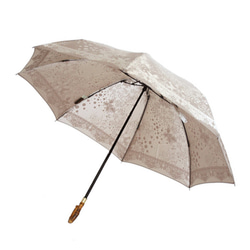 【晴雨兼用 折りたたみ傘】kirie ドットフラワー モカブラウン 4枚目の画像