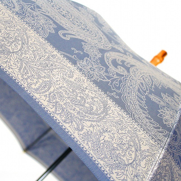 【晴雨兼用折りたたみ傘】kirie ペズリー ミステリアスブルー 5枚目の画像