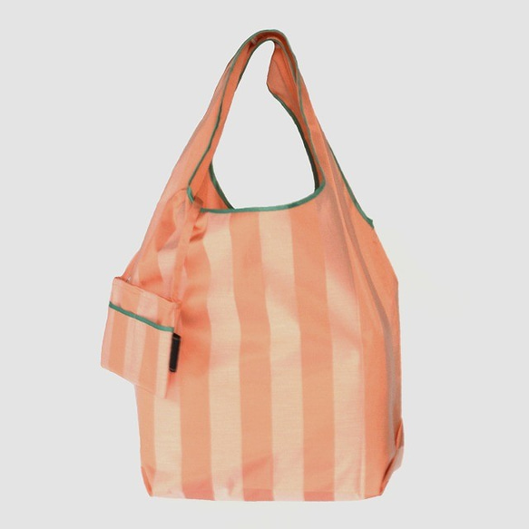 *Sold Out*【防水、撥水エコバッグ】Umbrella cloth bagストライプ　オレンジ 3枚目の画像