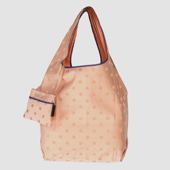 *Sold Out*【防水、撥水エコバッグ】Umbrella cloth bag水玉(小)　オレンジ 1枚目の画像