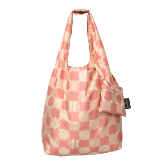 【防水、撥水サブバッグ】Umbrella cloth bagドットコラージュ　ピンク 2枚目の画像