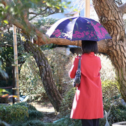 【晴雨兼用傘】絵おり 大バラ ネイビー 8枚目の画像