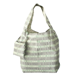 *Sold Out*【防水、撥水エコバッグ】Umbrella cloth bag変わりストライプ　グリーン×グレー 1枚目の画像