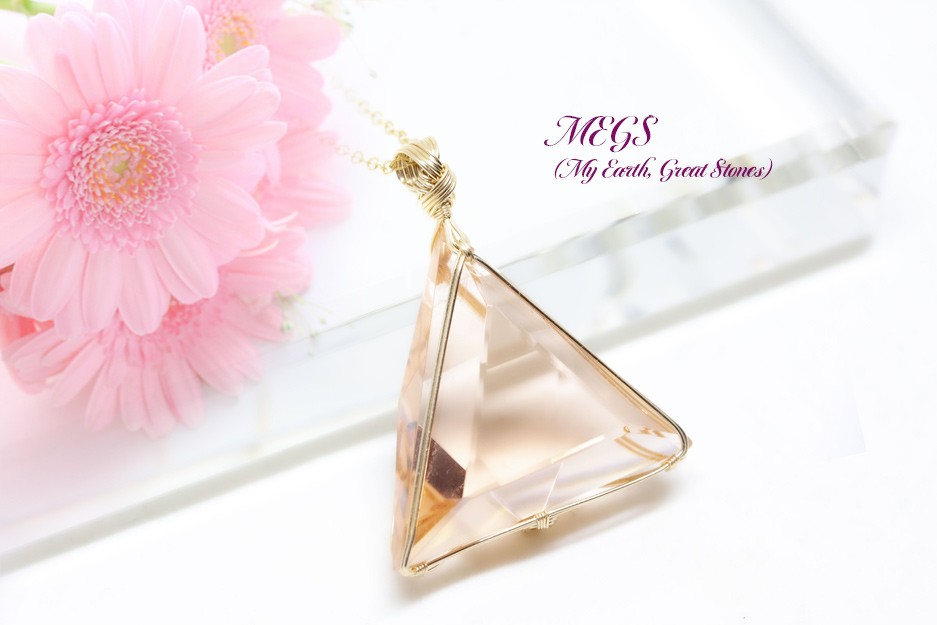 【女神巻き®】アンダラクリスタル ローズアンバー ～Chance ワイヤーアートペンダントトップ