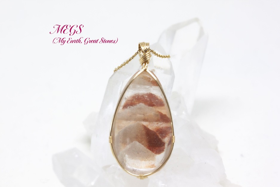 【女神巻き®】ファントムクォーツ～Sunriseワイヤーアートペンダントトップ（新月制作）