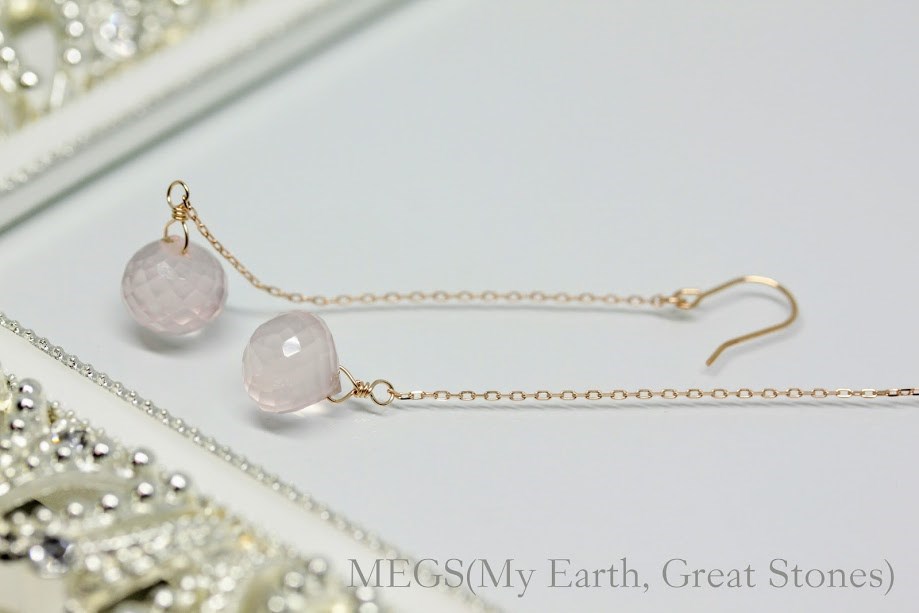 【K10 ローズクォーツ】~Forever『永遠 TOWA』 ピアス(ピンクゴールド)