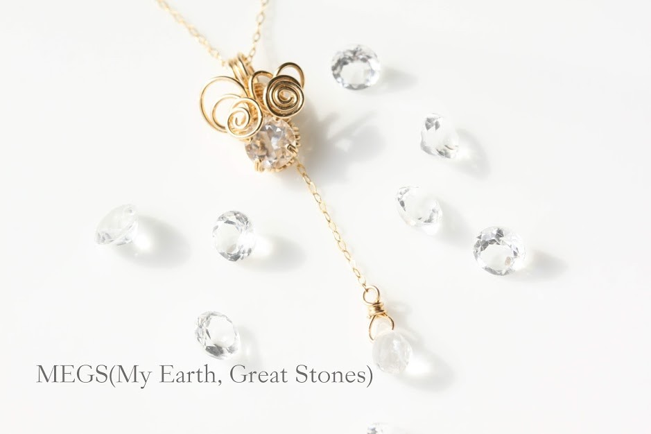 【14KGF】クリスタルクォーツ【水晶】　~Petit 『時』 ♦ワイヤーアートジュエリー♦