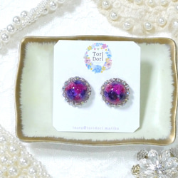 pink × purple ＊ かすみ草 ピアス 《 bijou 》 1枚目の画像