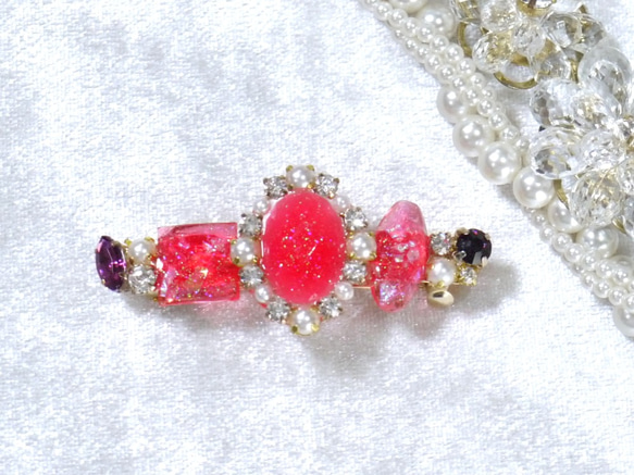 clear pink ♡ jewel バレッタ 1枚目の画像