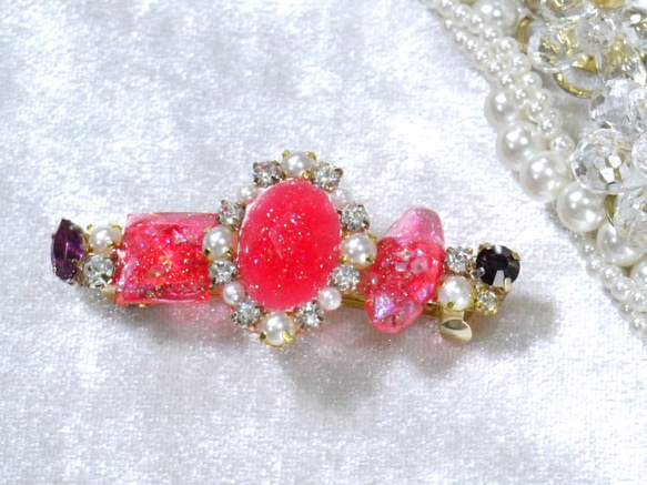 clear pink ♡ jewel バレッタ 2枚目の画像