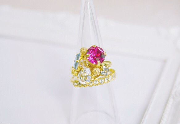 princess bijou ring set (pink) 第1張的照片