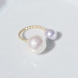 棉花珍珠及水晶珠項鍊 第3張的照片