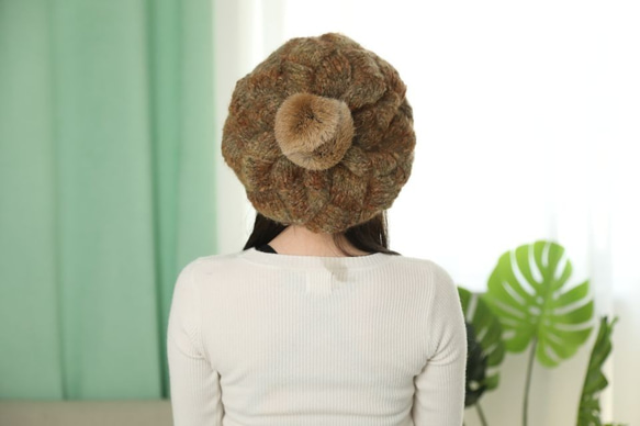 【Lady's】ほっこりあたたか冬帽子　杢チャ 4枚目の画像