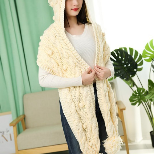 手編み オシャレ帽子+マフラー 薄ベージュ マフラー kanako 通販