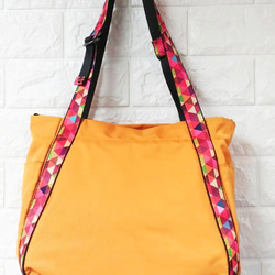 Mustard yellow medium 3 ways Nylon bags 第5張的照片