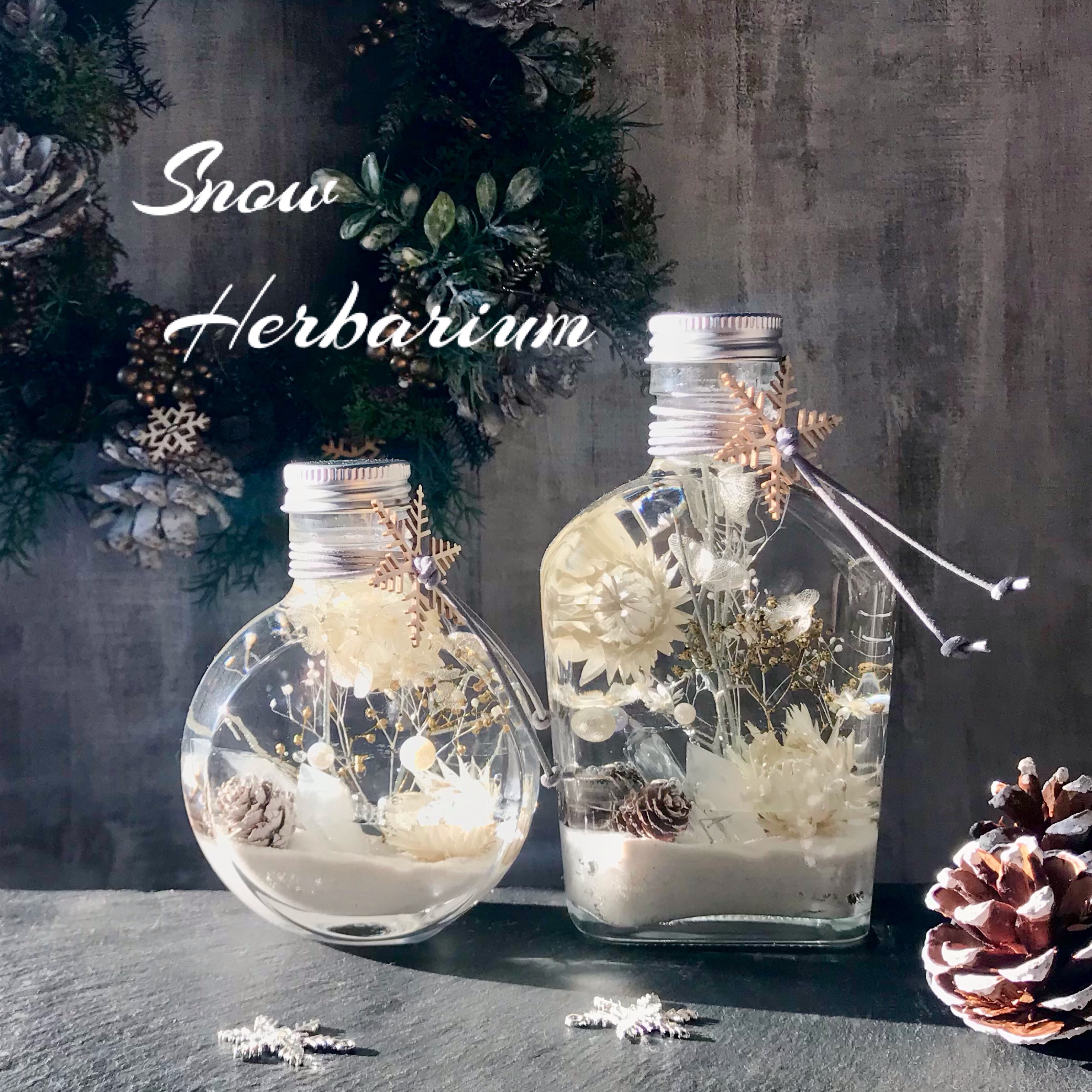 ◆ハーバリウム　275  冬のジニア*.:。✿*゜¨White ◇ハーバリウム275 冬のジニア*.:。✿*゜¨SnowWhite