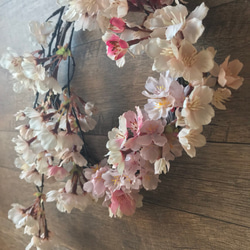 受注製作 サクラサク　春の訪れ枝垂れ桜リース 20cm 3枚目の画像