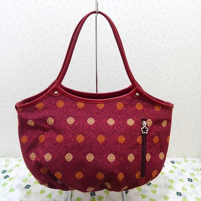 期間限定50％OFF￥23000→￥11500　ドット柄ジャカードのファスナー付きグラニーバッグ　ボルドー