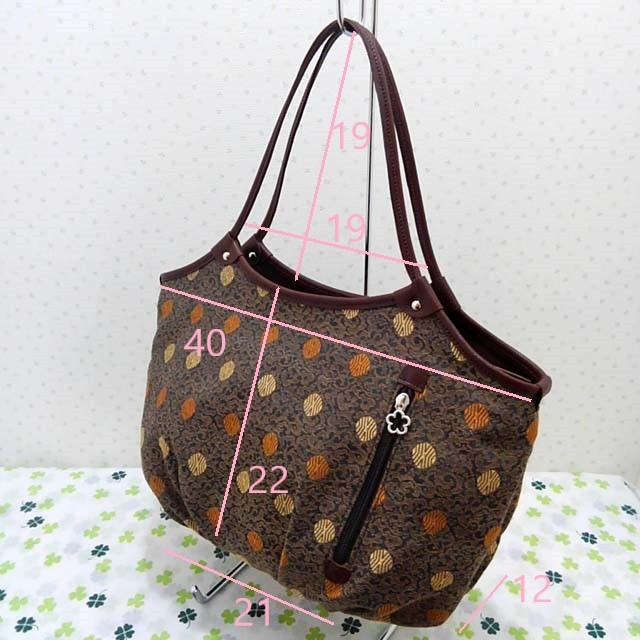 ★再販ラスト1点 期間限定50％OFF　￥23000→￥11500　ドット柄ジャカードのグラニーバッグ　ブラウン