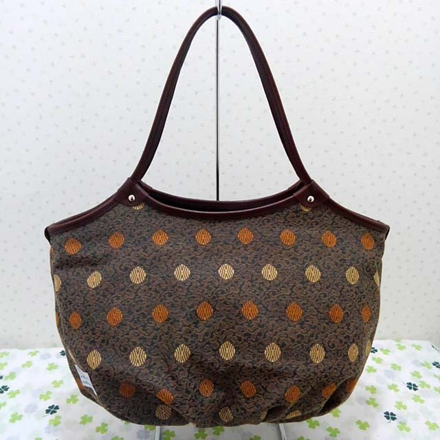 ★再販ラスト1点 期間限定50％OFF　￥23000→￥11500　ドット柄ジャカードのグラニーバッグ　ブラウン
