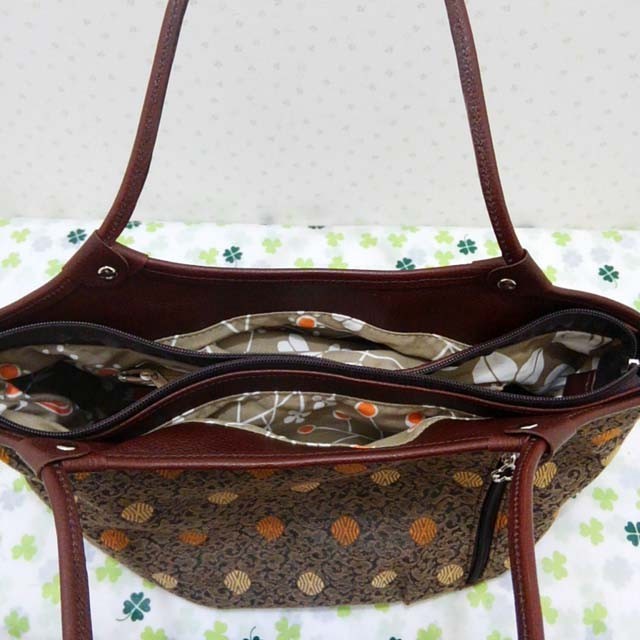 ★再販ラスト1点 期間限定50％OFF　￥23000→￥11500　ドット柄ジャカードのグラニーバッグ　ブラウン