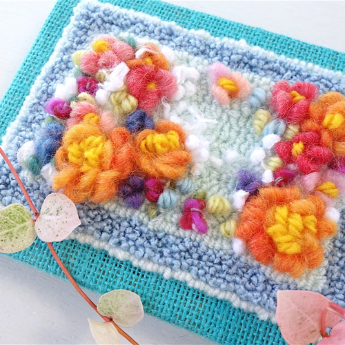 毛糸を楽しむ【ニードルパンチのアートフレーム＊フラワー