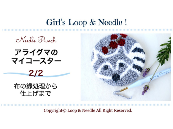 送料込み【パンチニードル・初級キット】アライグマのマイコースター＊図案・説明書・動画サポート＞ 7枚目の画像
