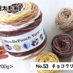 【極太毛糸】ニードルパンチ専用毛糸【No.53＊チョコクリーム(5色入り)】＜200g/180m＞ 1枚目の画像