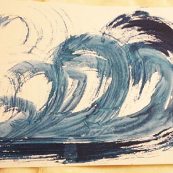 波、さざ波、花。抽象画３枚セット 1枚目の画像