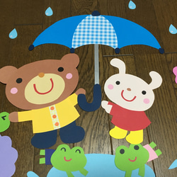 ☆大きな壁面飾り☆雨の日でも楽しいよ 梅雨 傘 ６月 幼稚園 保育園 施設 病院 2枚目の画像