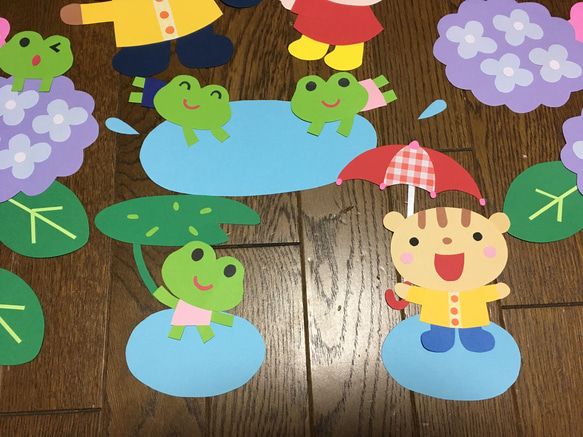 ☆大きな壁面飾り☆雨の日でも楽しいよ 梅雨 傘 ６月 幼稚園 保育園 施設 病院 3枚目の画像