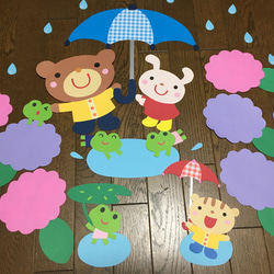 ☆大きな壁面飾り☆雨の日でも楽しいよ 梅雨 傘 ６月 幼稚園 保育園 施設 病院 4枚目の画像