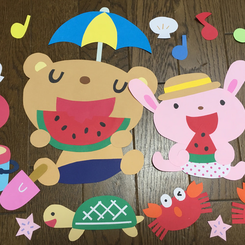大きな壁面飾り☆海辺でスイカ パクっ！☆夏 幼稚園保育園施設