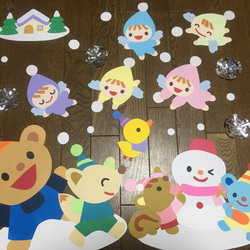 ☆大きな壁面飾り☆わーい 雪だ雪だ！冬 天使 幼稚園保育園病院施設 1枚目の画像