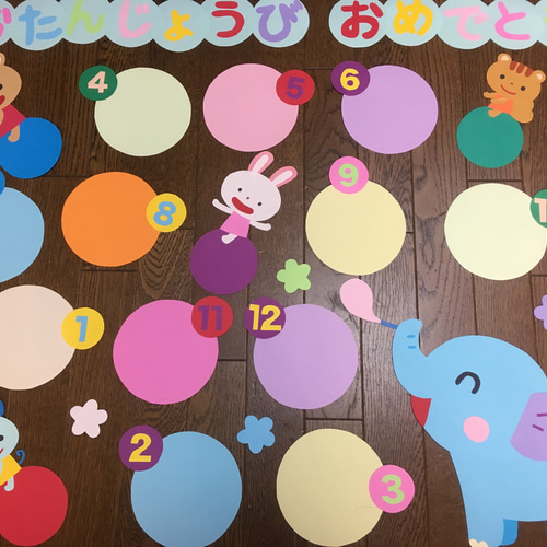 受注制作】壁面飾り 保育 誕生日表 お誕生日おめでとう シャボン