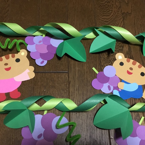 ☆大きな壁面飾り☆おいしいぶどう くま うさぎ りす 秋 幼稚園保育園