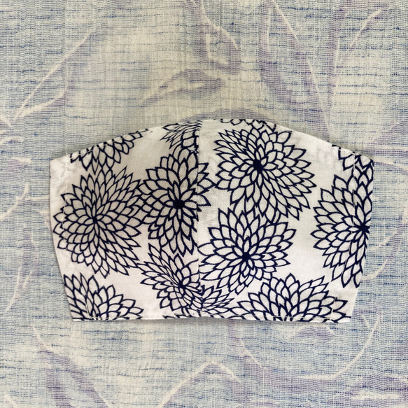 Creema限定『夏の福袋』浴衣リメイクの布マスク3枚入り(ネイビー/ホワイト #3) 4枚目の画像