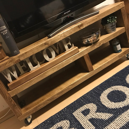 ⚫︎お値下げ⚫︎木製テレビボード アンティーク風 無垢材風 天然無垢材】アンティーク風！横幅120cm薄型テレビ台！ テレビ台