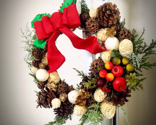 クラシック&ナチュラルなクリスマスリース♥︎ プリザーブド