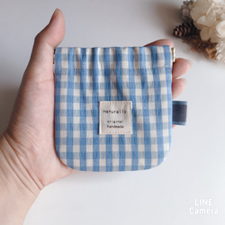 手のひらサイズ バネ口ポーチ ギンガムチェック バネ口10cm