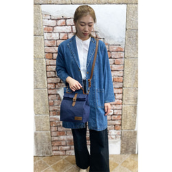 New!　パラフィンキャンバス　ランチバッグⅡ♪　防水・保温・保冷　NAVY 1枚目の画像