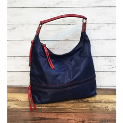 ナイロン+フェイクレザー　4way　リュック　セミショルダー　NAVY 2枚目の画像