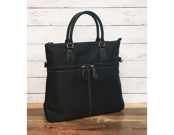 ナイロン+フェイクレザー　4way BAG BLACK 6枚目の画像