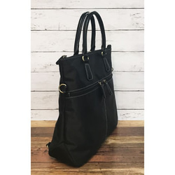 ナイロン+フェイクレザー　4way BAG BLACK 2枚目の画像