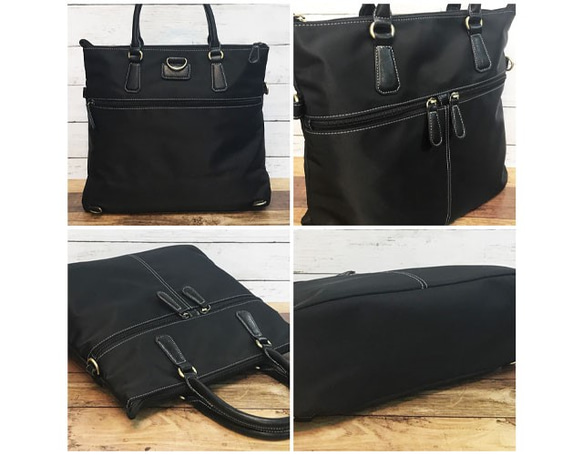 ナイロン+フェイクレザー　4way BAG BLACK 4枚目の画像