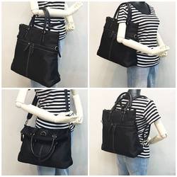 ナイロン+フェイクレザー　4way BAG BLACK 5枚目の画像