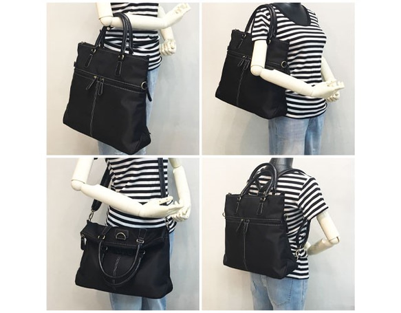 ナイロン+フェイクレザー　4way BAG BLACK 5枚目の画像