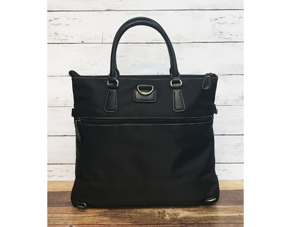 ナイロン+フェイクレザー　4way BAG BLACK 7枚目の画像