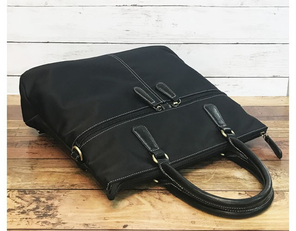 ナイロン+フェイクレザー　4way BAG BLACK 9枚目の画像